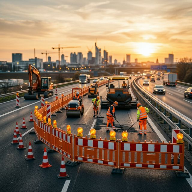 Verkehrsabsicherung an einer Baustelle
